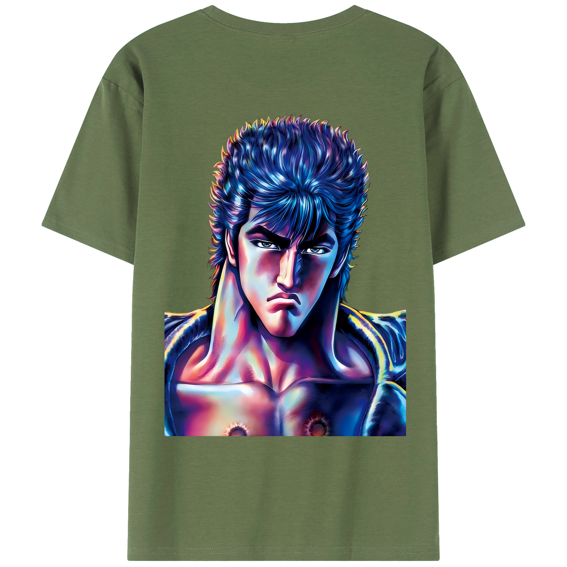 （画像用） 北斗の拳 Fist of the North Star 綿100％ メンズ半袖Tシャツ（バックプリント） 通気性